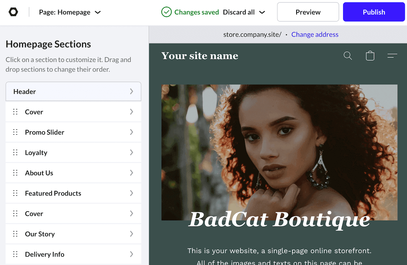Homepage Header element.