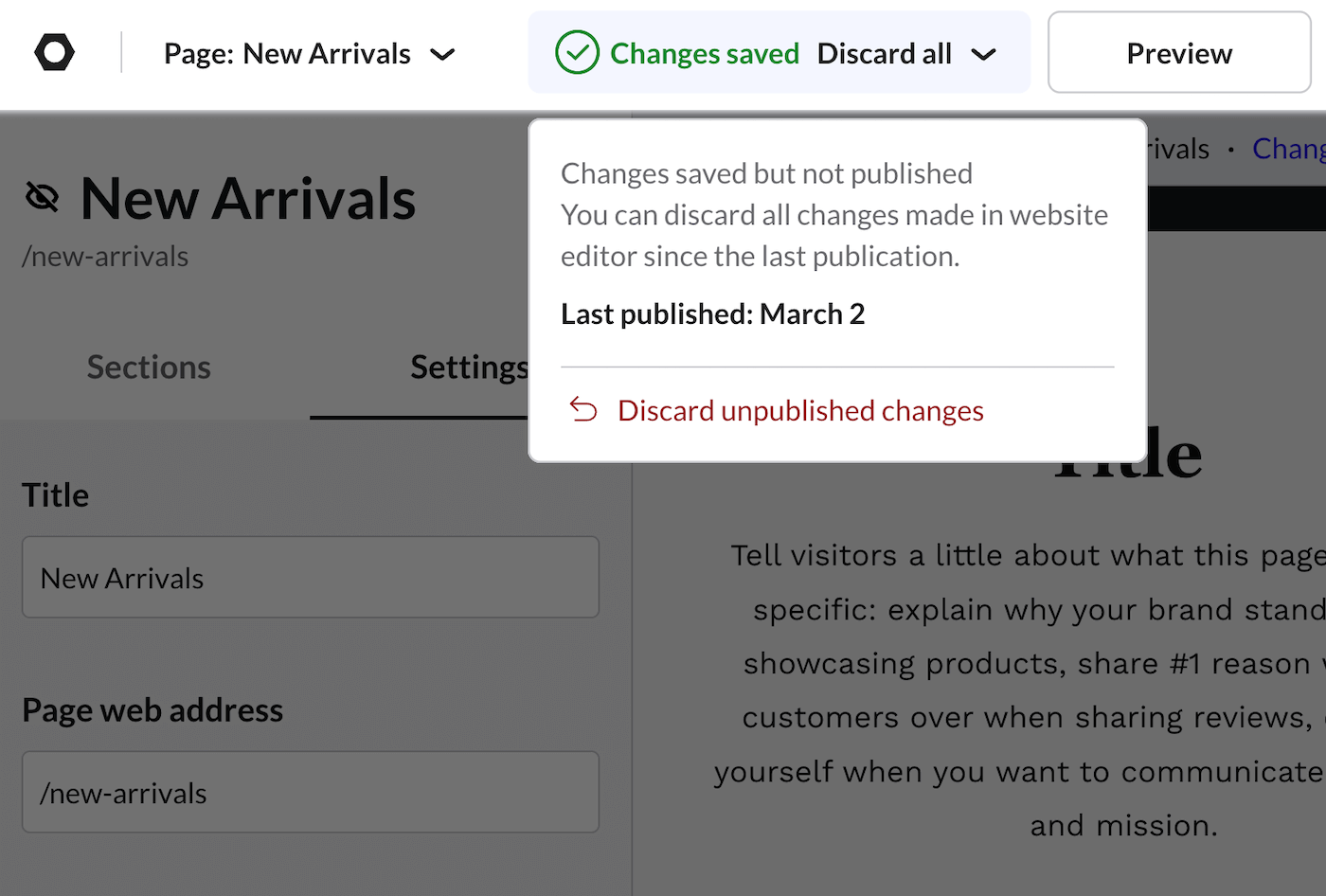 Discard all dropdown.