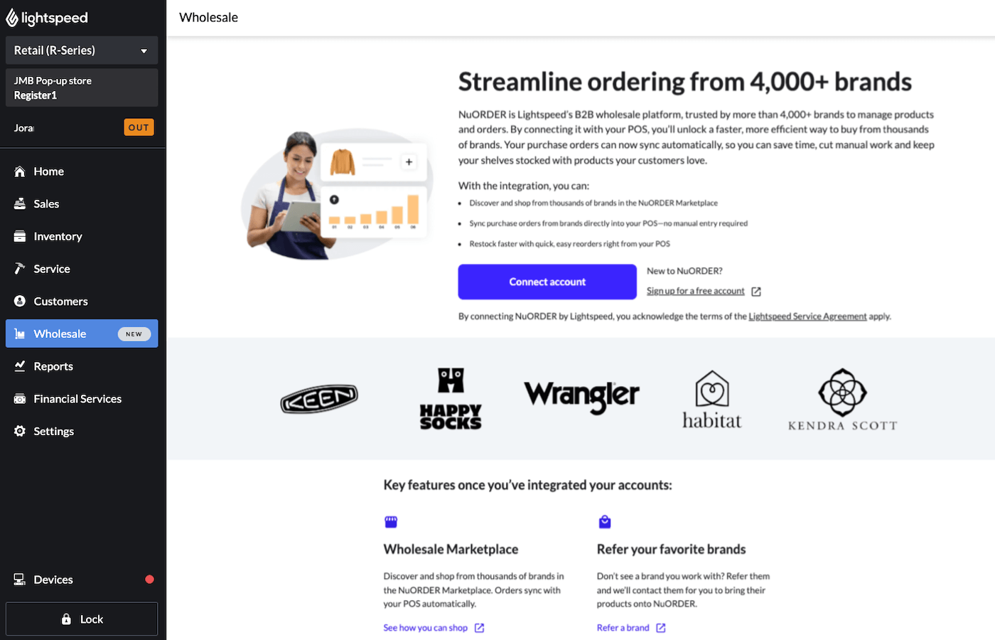 Lightspeed Wholesale (NuORDER)page.