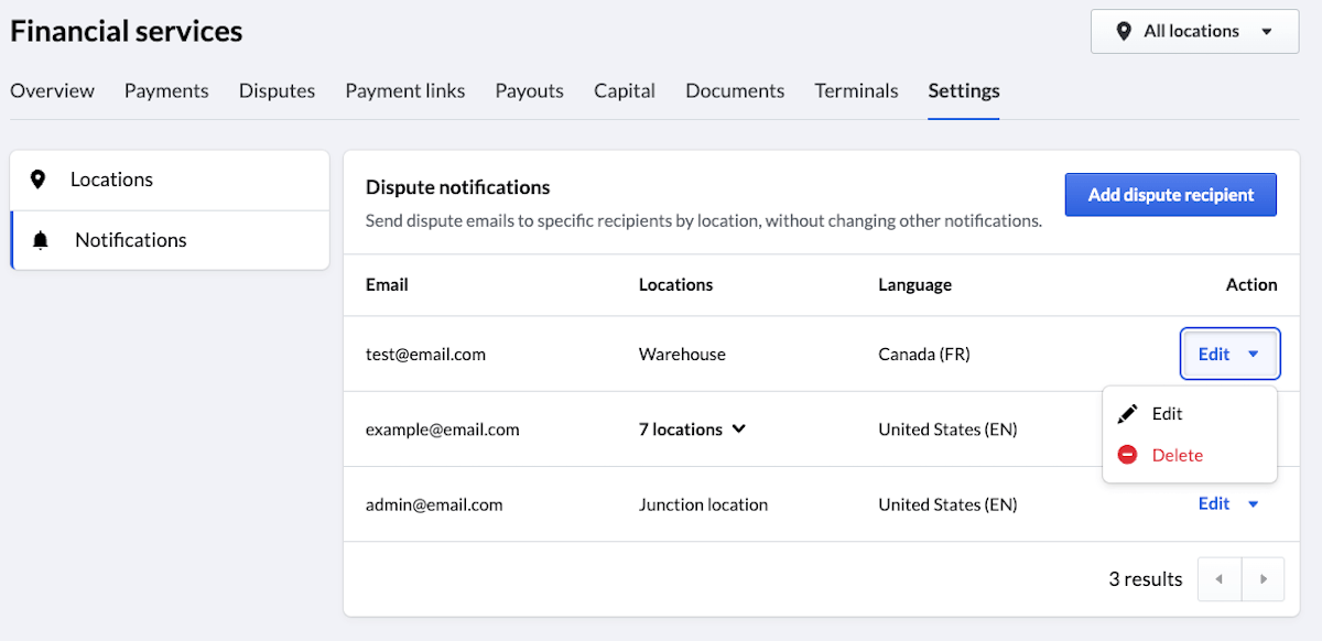 Edit dropdown with edit and delete options.