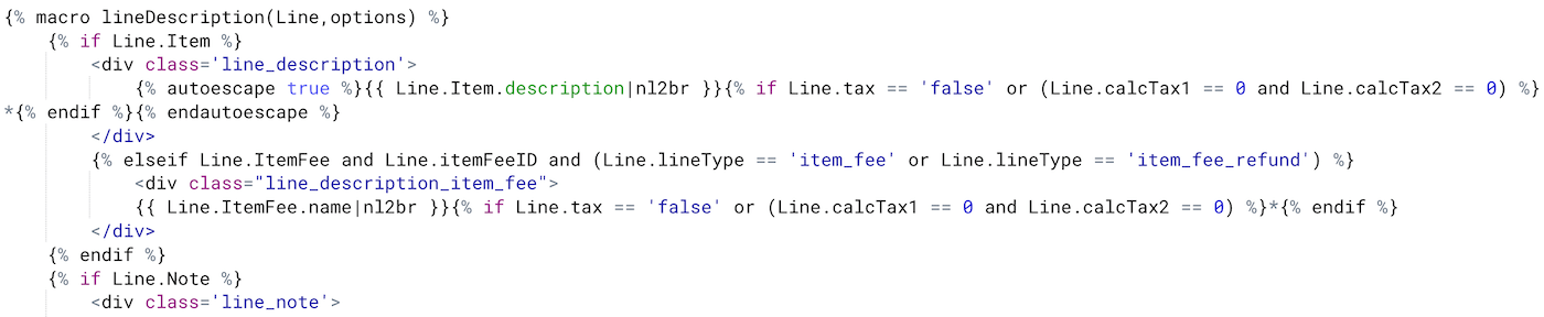 Receipt templates macrolineDescription.