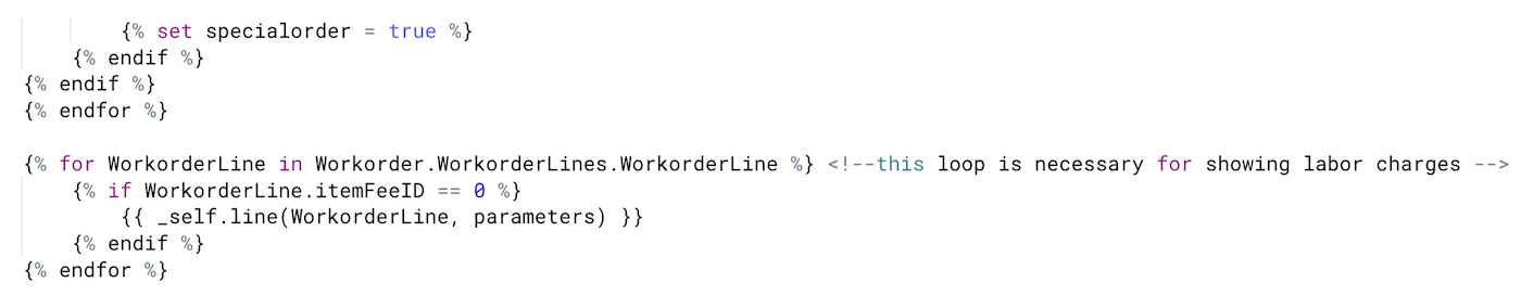 Receipt templates workorder code.