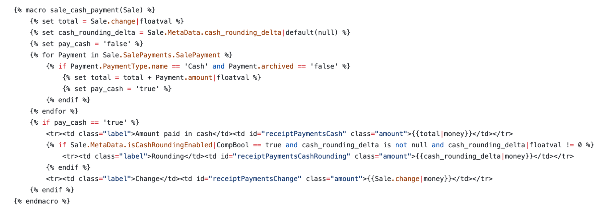 The updated code to display the rounding row.