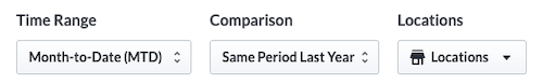 Time Range, Comparison, and Locations dropdown options.