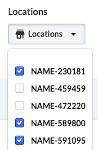 Locations dropdown options.