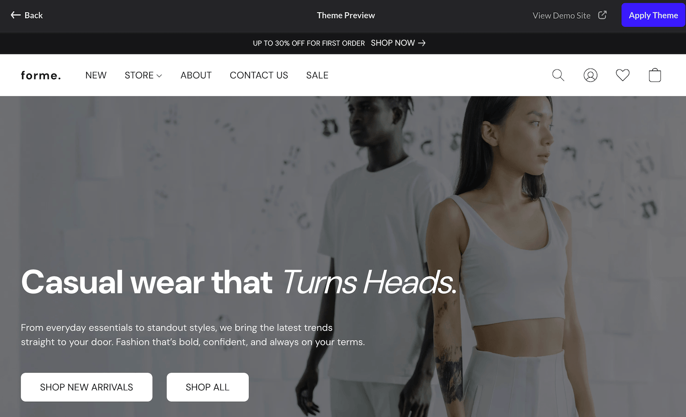 Preview of Instant Site theme Forme.
