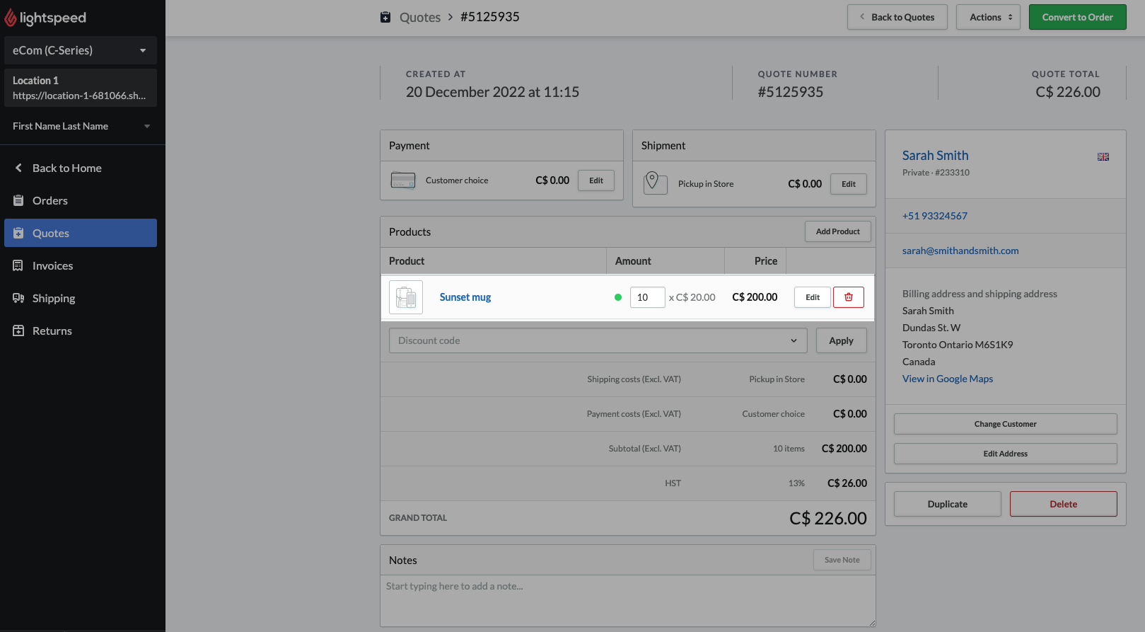 An order page with a highlighted product.