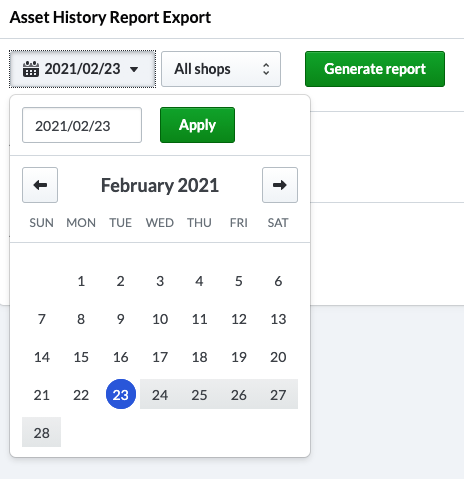 Date selection tool.