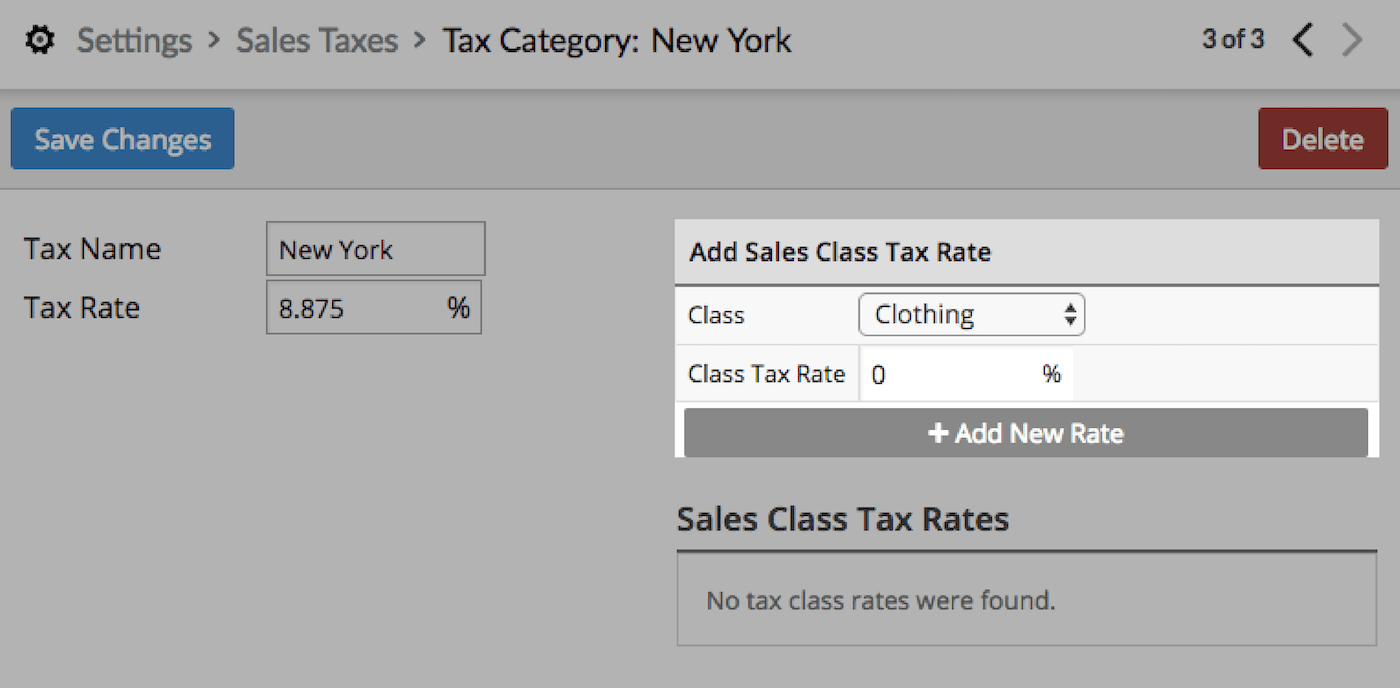 Add a new rate to the new tax class.